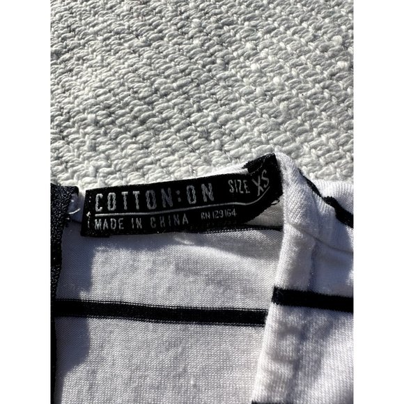 Cotton on Womens XSmall White Tank Top Black Striped Sleeveless Crew neck Zipper - Picture 6 of 8